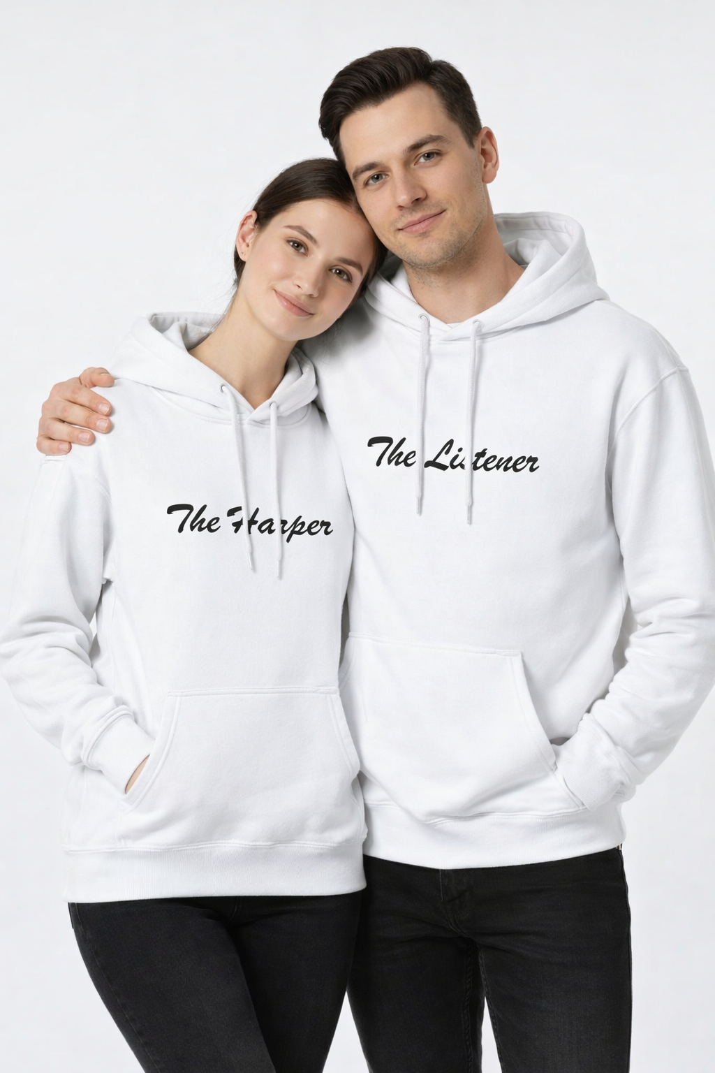 "The Yapper & The Listener"  Minimal Text DTG Print Perfect Fit Hoodie (UH24 Premium)