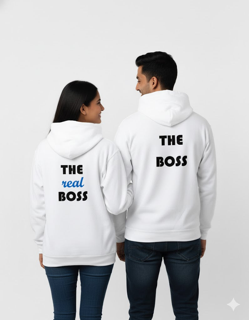 "The Boss & The Real Boss" Matching Couple Oversized  Hoodie (Combo)