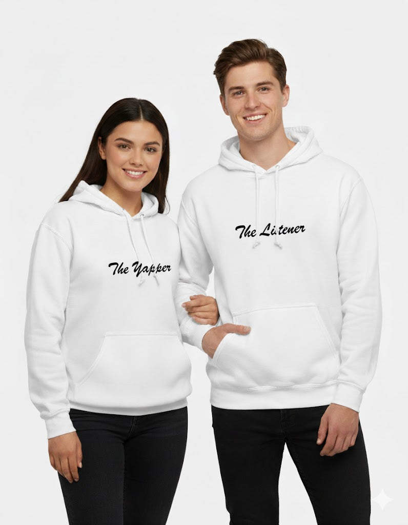 "The Yapper & The Listener" Matching Oversized Couple Hoodie Set(Combo)