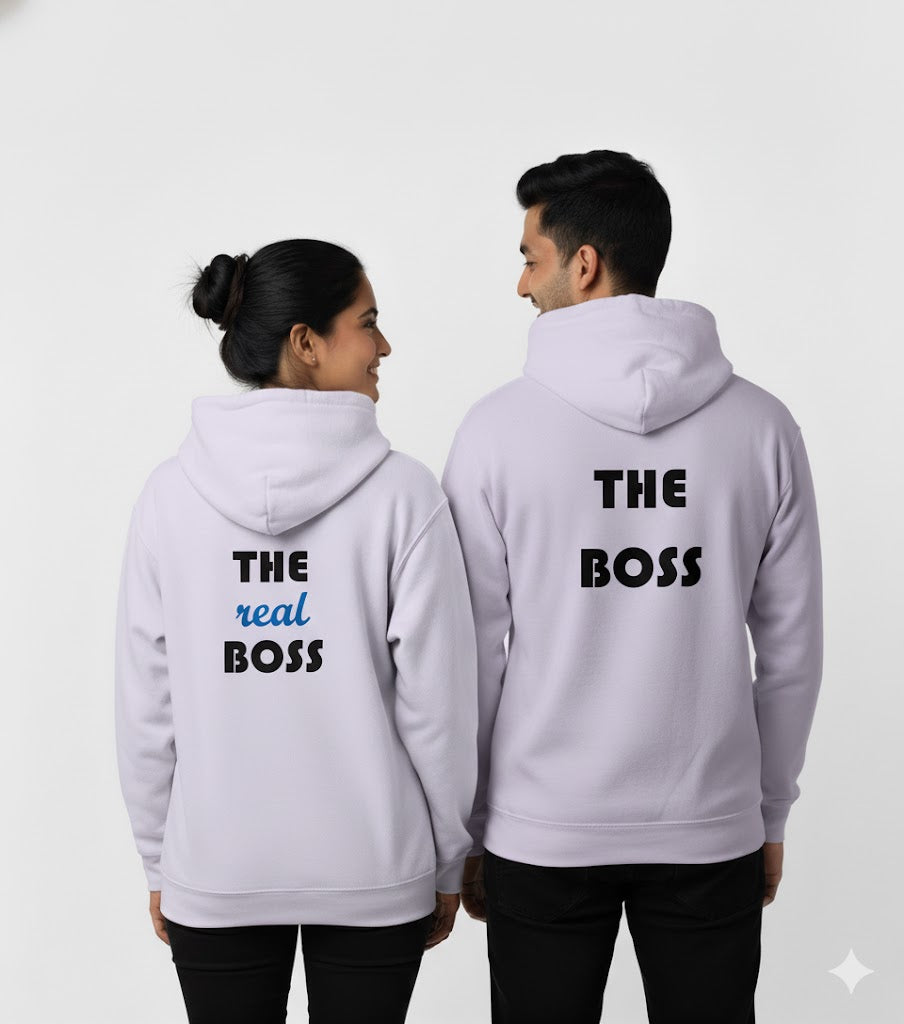 "The Boss & The Real Boss" Matching Oversized  Couple Hoodie Set(Combo)